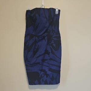 Express Strapless Dress in Blue and Black